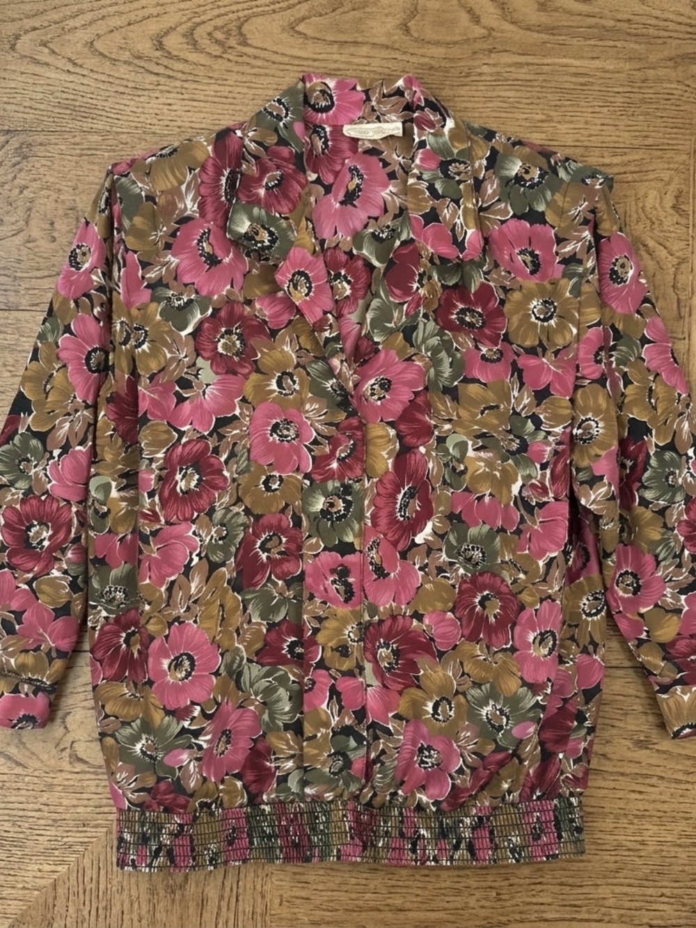 Gold Hanger Collection Floral Bomber Jacket - Pink, Olive & Tan